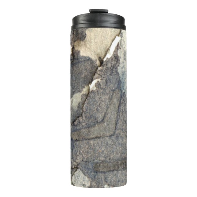 gray-blue background watercolor 2 thermal tumbler (Front)