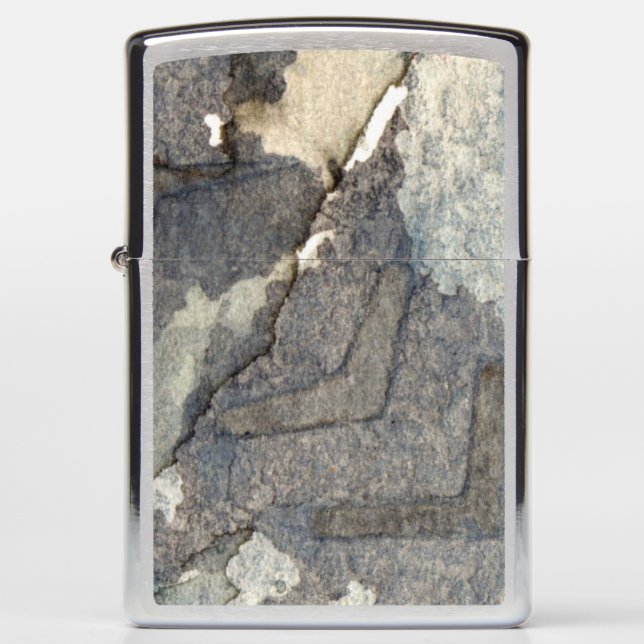 gray-blue background watercolor 2 zippo lighter (Front)