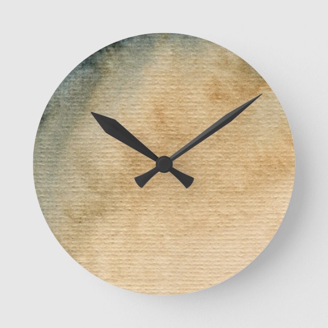gray-blue background watercolor 7 round clock (Front)