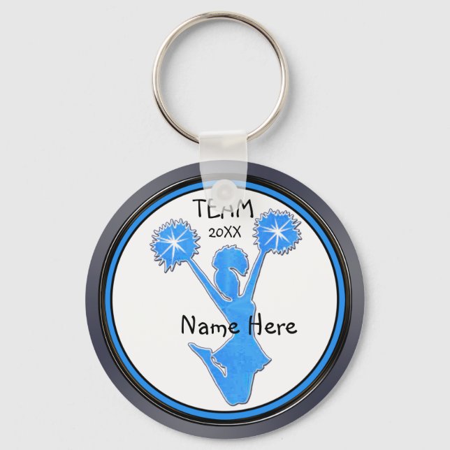 Gray Blue Black Cheerleader Keychains Personalized (Front)