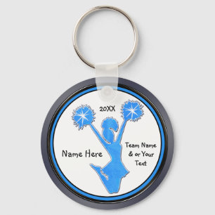 Gray Blue Black Cheerleader Keychains Personalized
