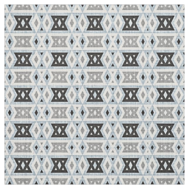 Gray Blue Black Eclectic Ethnic Look Fabric (Swatch)