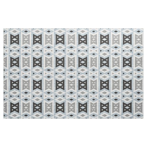 Gray Blue Black Eclectic Ethnic Look Fabric
