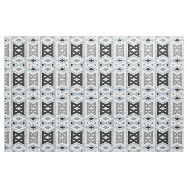 Gray Blue Black Eclectic Ethnic Look Fabric (Fat Quarter)