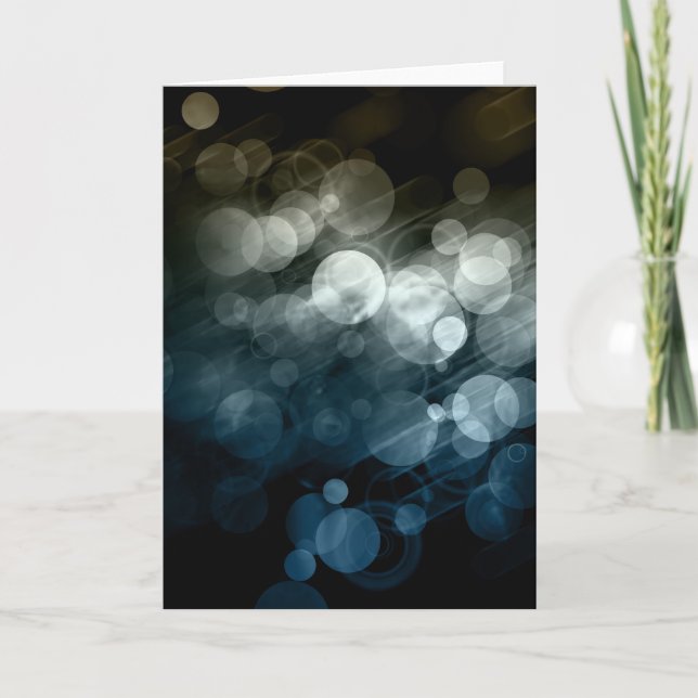 Gray & Blue Bokeh Pattern Blank Greeting Card (Front)