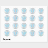Gray Blue Boy Glitter Feet Baby Shower Favor Thank Classic Round Sticker (Sheet)