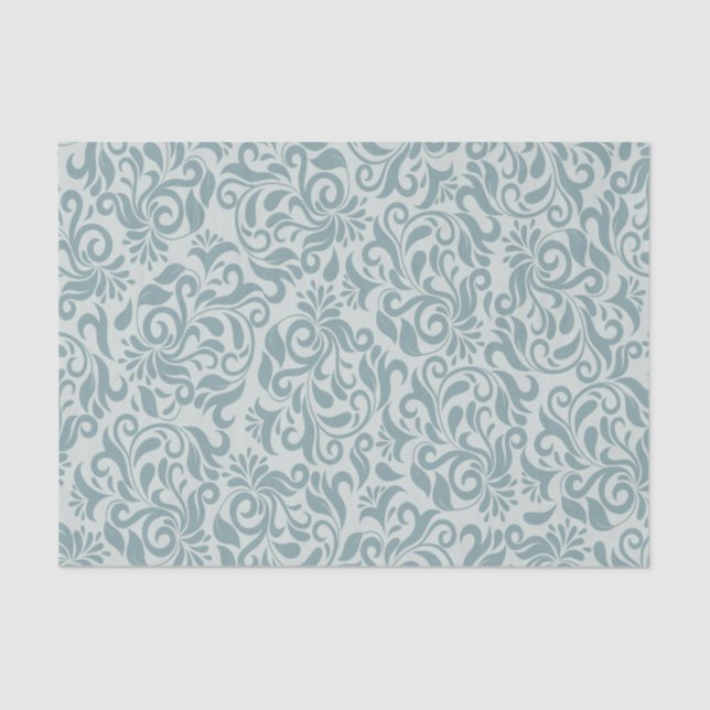 Gray Blue Brocade Gift or Decoupage Tissue Paper (Front)