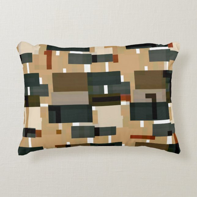 Gray Blue Brown Striped Accent Pillow (Front)