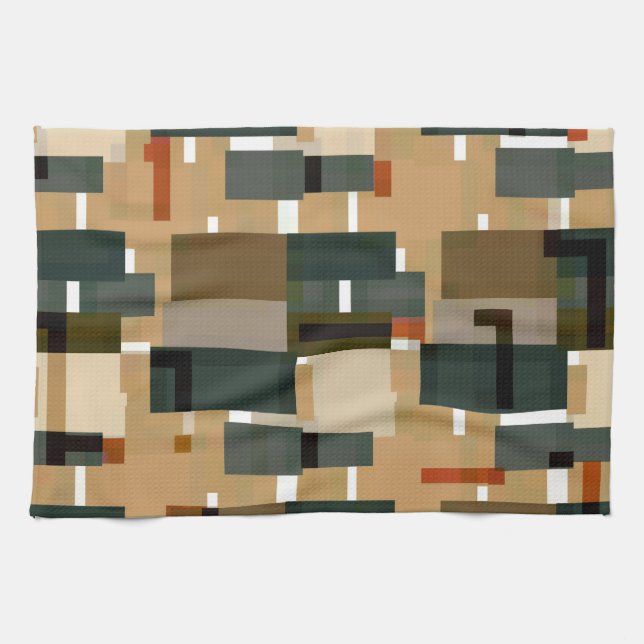 Gray Blue Brown Stripes Kitchen Towel (Horizontal)