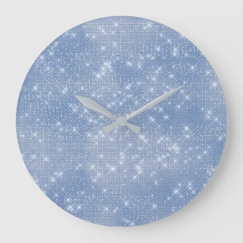 Gray Blue Celestial Sequin Diamond Sparkly Large Clock