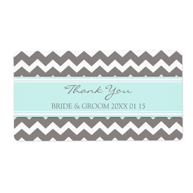 Gray Blue Chevron Wedding Labels (Front)