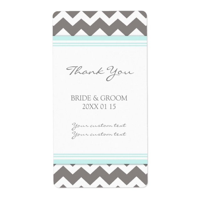 Gray Blue Chevron Wedding Labels (Front)