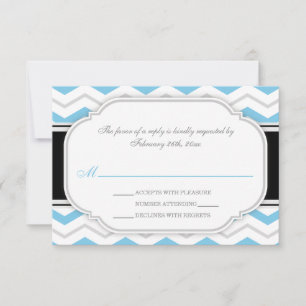 Gray & Blue Chevron Wedding Reception RSVP Cards