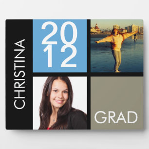 Gray blue color block class year graduation plaque