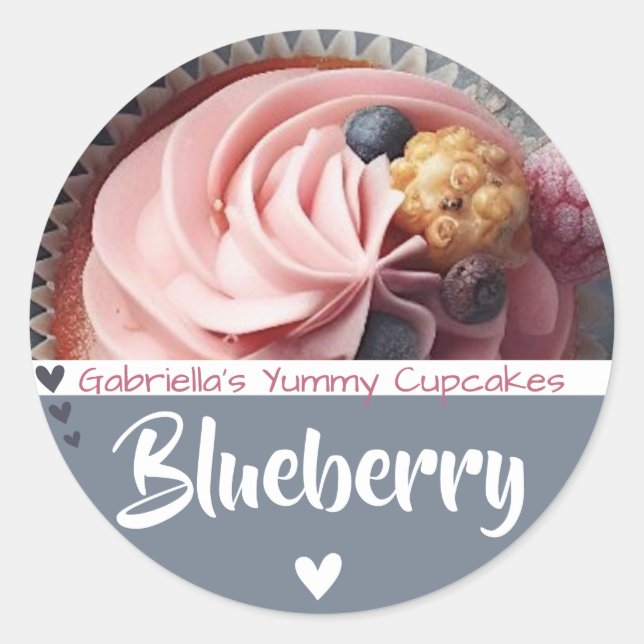 Gray Blue Cupcake Cake Photo Baking Product Labels (Front)