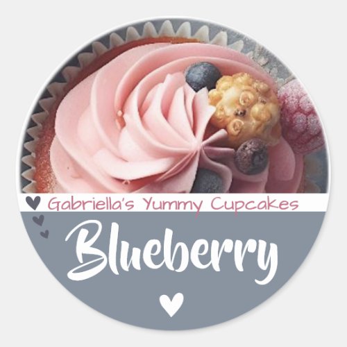 Gray Blue Cupcake Cake Photo Template Baking Label