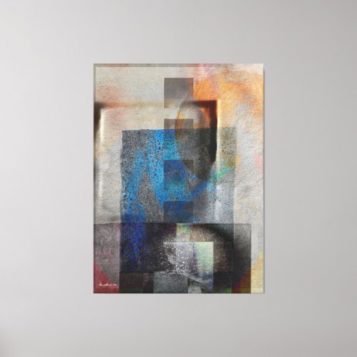 Gray  Blue Geometric Industrial Grunge Art 6 Canvas Print