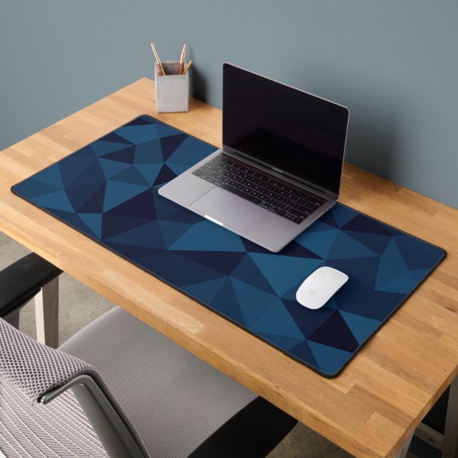 Gray blue geometric mesh pattern desk mat (Office 2)