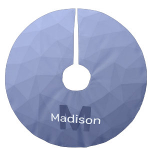 Gray blue geometric mesh pattern Monogram Brushed Polyester Tree Skirt