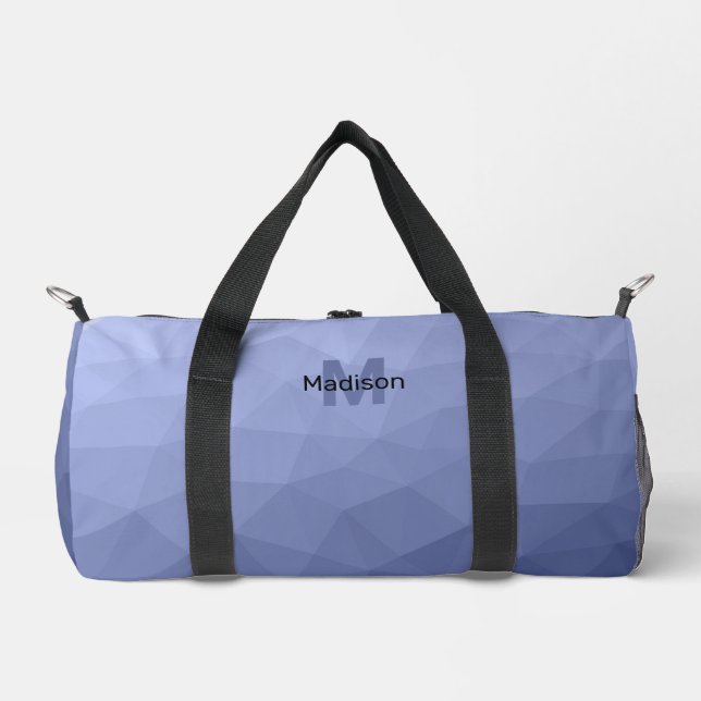 Gray blue geometric mesh pattern Monogram Duffle Bag (Front)