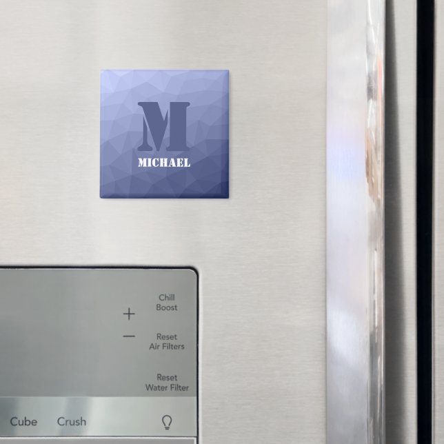 Gray blue geometric mesh pattern Monogram Magnet (In Situ (Fridge))