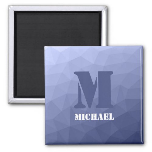 Gray blue geometric mesh pattern Monogram Magnet