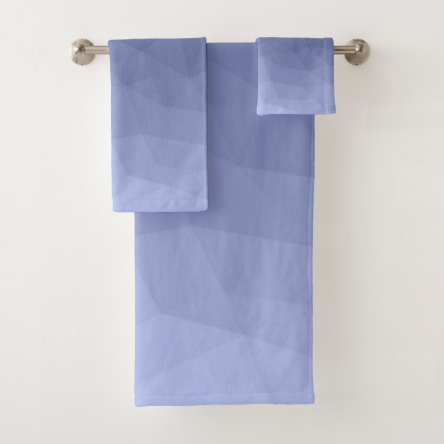 Gray blue gradient geometric mesh pattern bath towel set (Insitu)