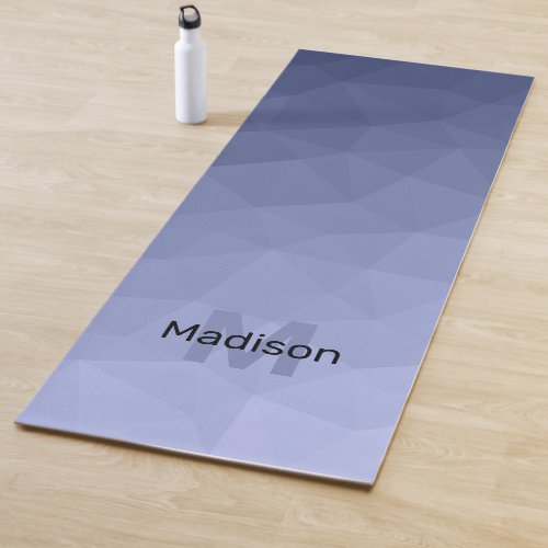 Gray blue gradient geometric mesh pattern Monogram Yoga Mat