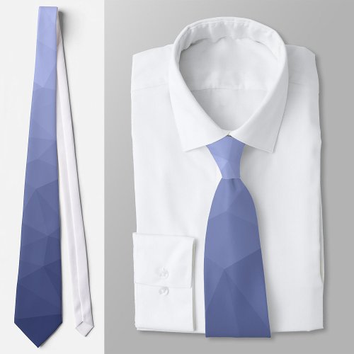 Gray blue gradient geometric mesh pattern neck tie