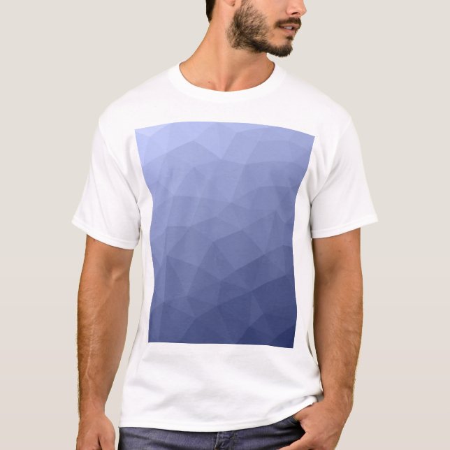 Gray blue gradient geometric mesh pattern T-Shirt (Front)