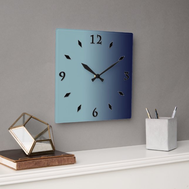 Gray-blue gradient.  square wall clock (Office)