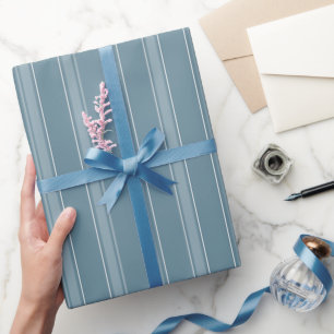 Gray Blue & Light Gray Blue Stripes Wrapping Paper