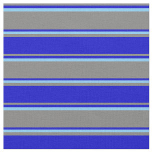 Gray, Blue & Light Sky Blue Colored Stripes Fabric
