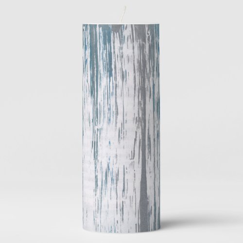 Gray blue lines abstract painting art pillar candle