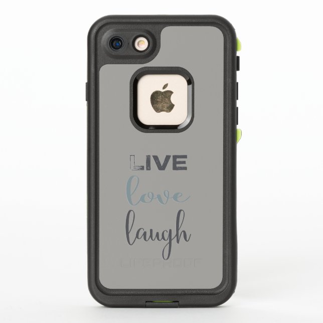 Gray Blue Live Love Laugh Typography LifeProof iPhone Case (Back)