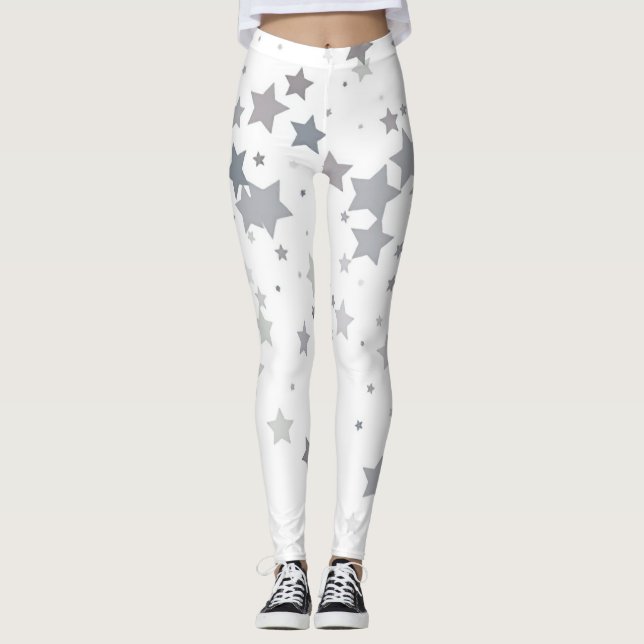 Gray blue lucky star lumbar pillow leggings (Front)