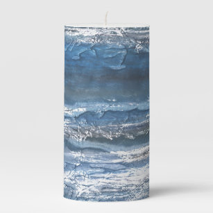 Gray-blue marble pillar candle