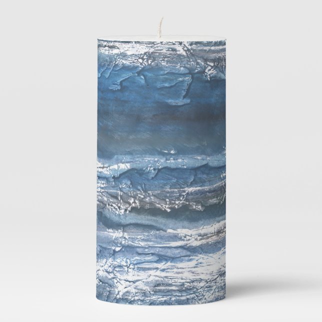 Gray-blue marble pillar candle (Front)