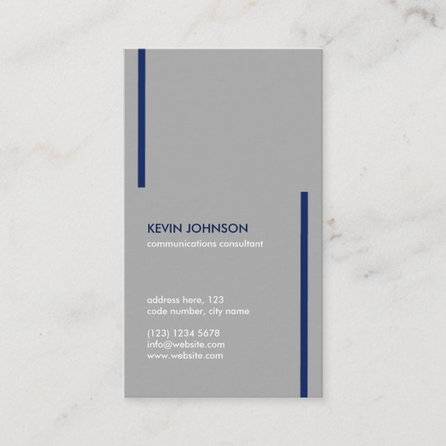 Gray blue minimal elegant masculine professional business card (Front)