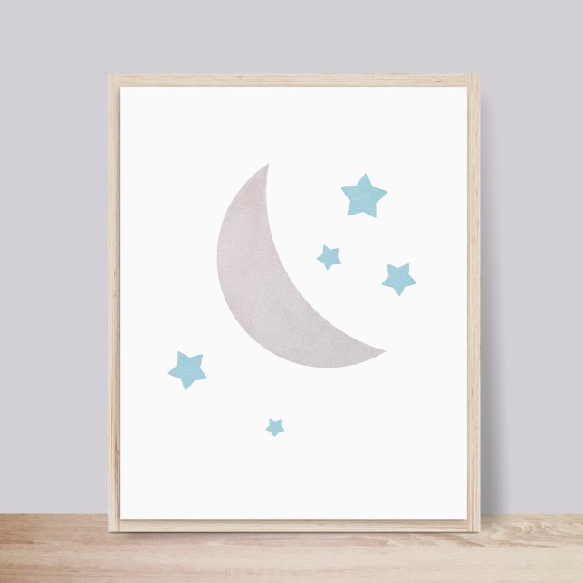 Gray & Blue | Moon and Stars Nursery Poster (Creator Uploaded)