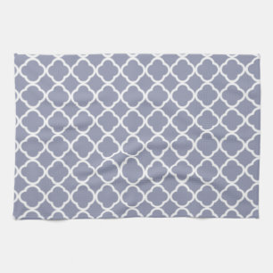 Gray-Blue Moroccan Quatrefoil Kitchen Towel