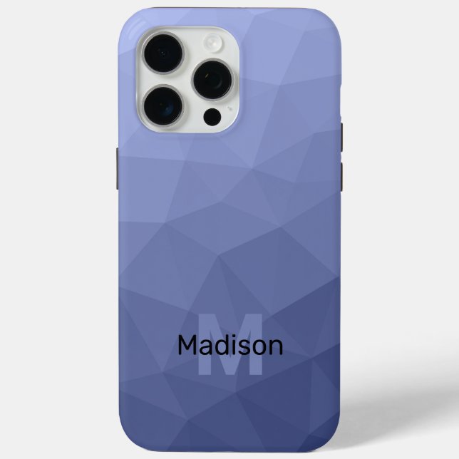 Gray blue ombre geometric mesh pattern Monogram Case-Mate iPhone Case (Back)