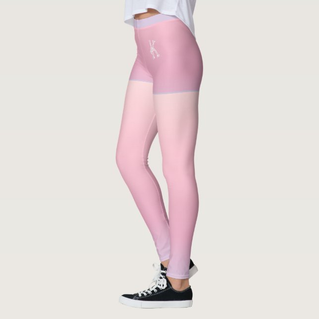 Gray-Blue Pink gradient, Shorts, Custom Monogram Leggings (Left)