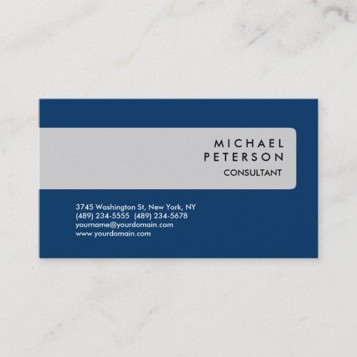 Gray Blue Plain Modern Attractive Business Card