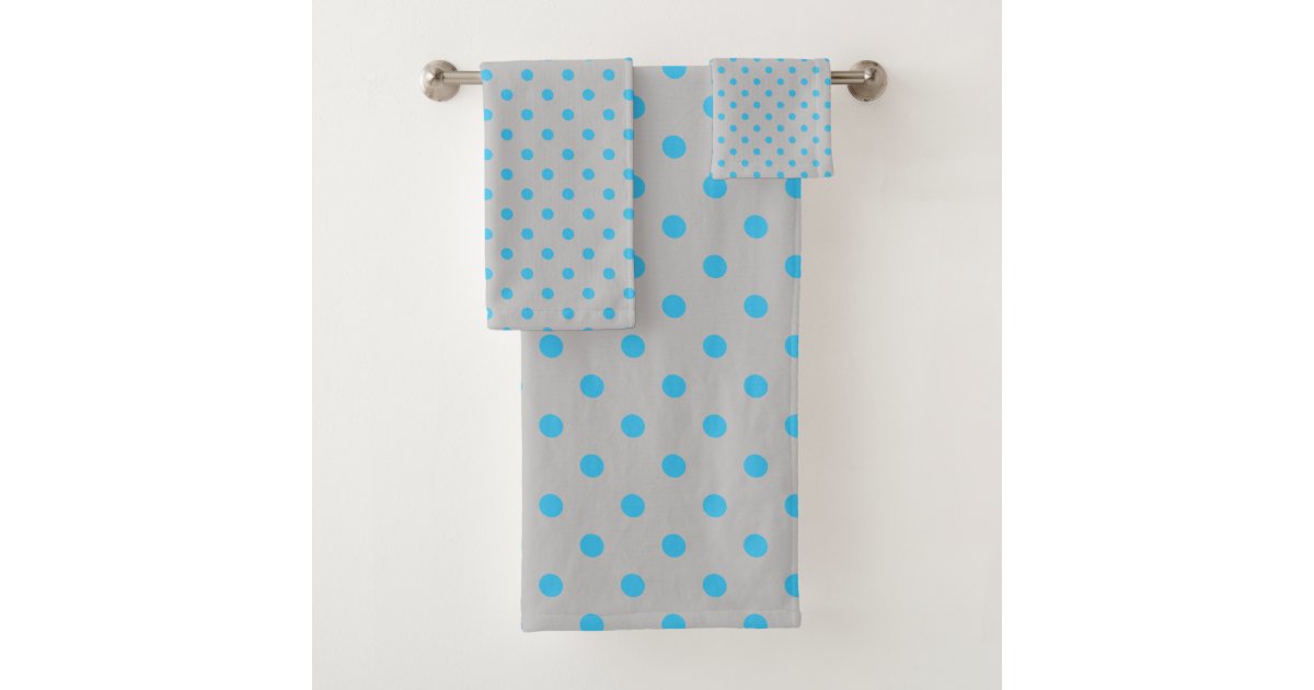 Gray Blue Polka Dot Bath Towel Set Zazzle
