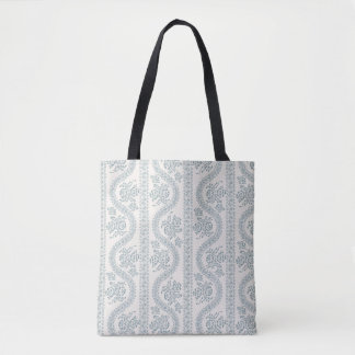Gray Blue Serpentine Floral, Bone Tote Bag