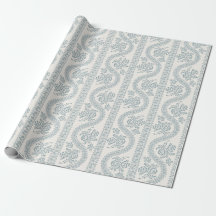 Gray Blue Serpentine Floral Stripe, Bone