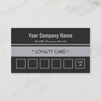Gray Blue Simple Border 6 Punch Loyalty Card