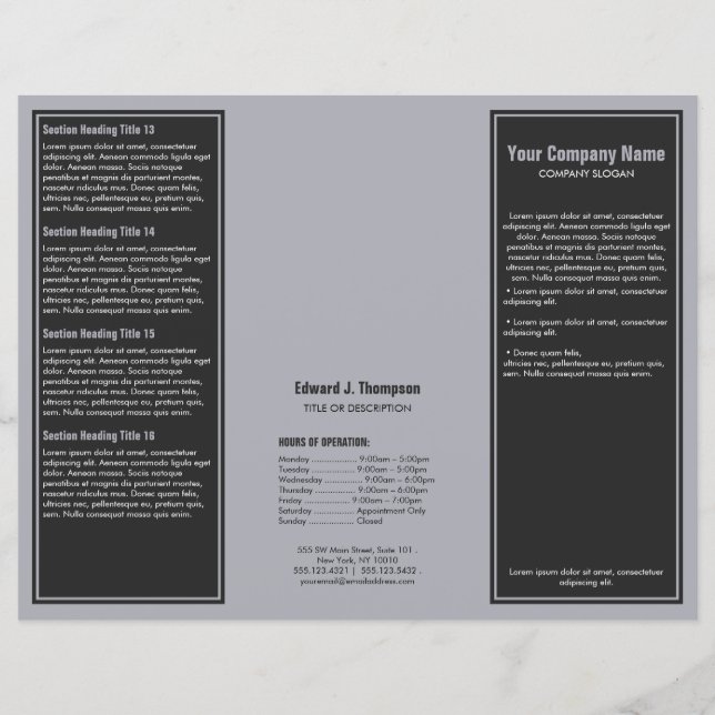 Gray Blue Simple Border Brochure (Front)