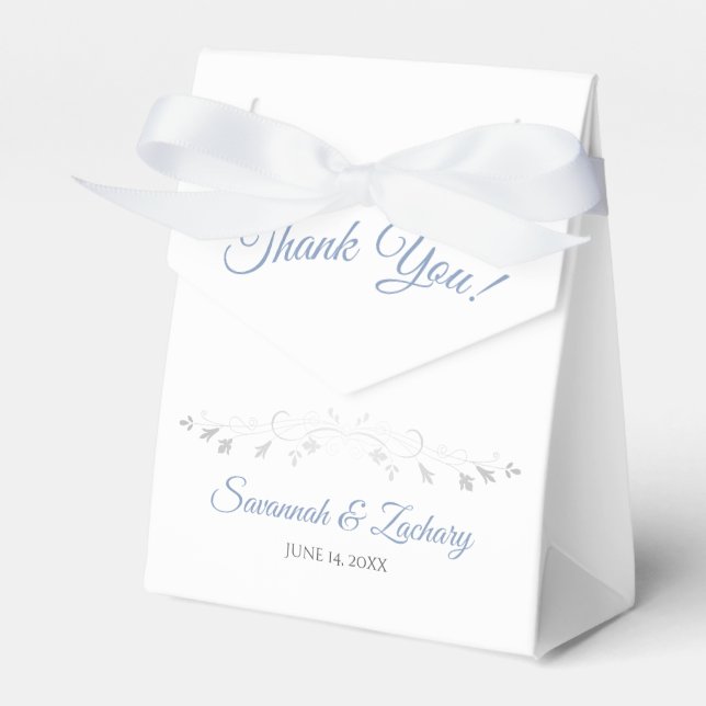 Gray & Blue Simple Elegant Wedding Thank You Favor Boxes (Front Side)